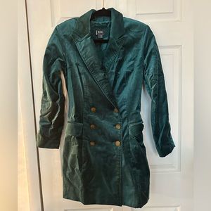 Anthropologie Maeve Velvet Blazer - Deep Teal / Blue | Size 2 (US)